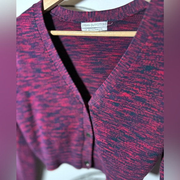 Urban Outfitters Maroon with Blue Cropped Cardigan Sweater, Women’s Small - Picture 2 of 6